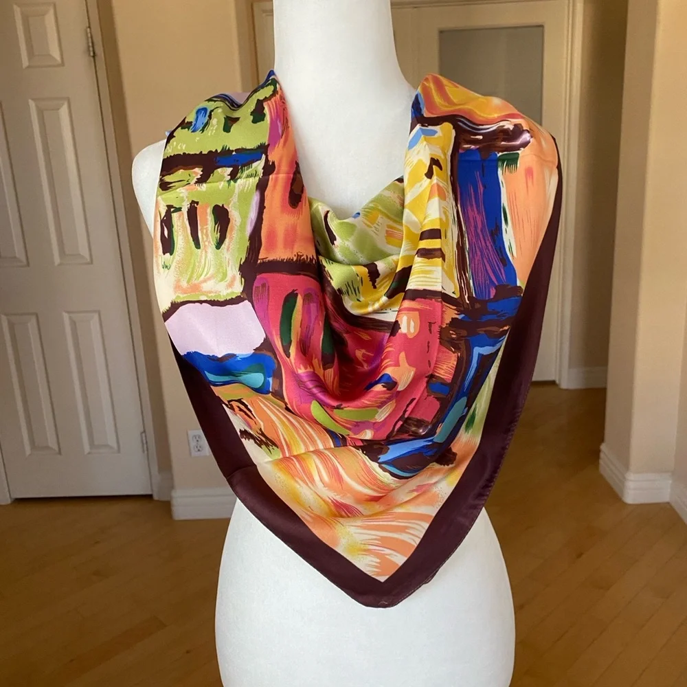100% Silk Vibrant Multicolor Women's Scarf